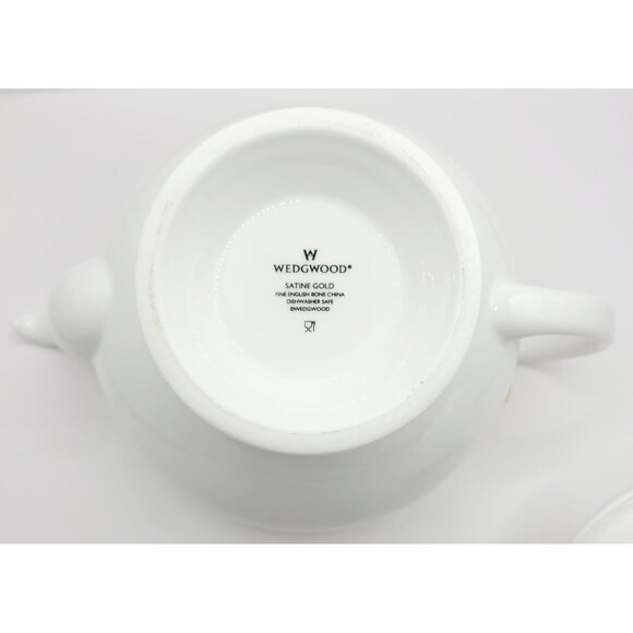 Wedgwood Satine Gold Teapot Porcelain New with Tags - Picture 9 of 12